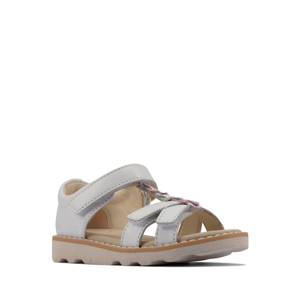 Clarks Crown Flower Toddler White Leather