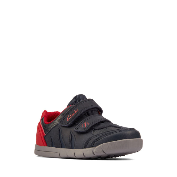 Clarks Rex Play Toddler Navy/Red Leather - Extra Wide Fit