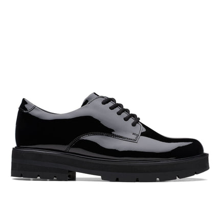 Clarks Prague Lace Youth Black Pat