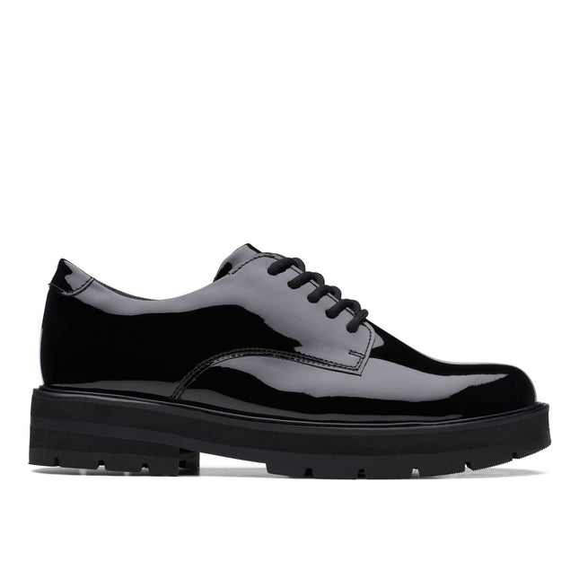 Clarks Prague Lace Youth Black Pat