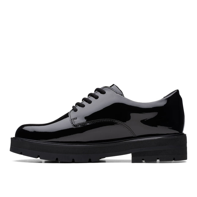 Clarks Prague Lace Youth Black Pat