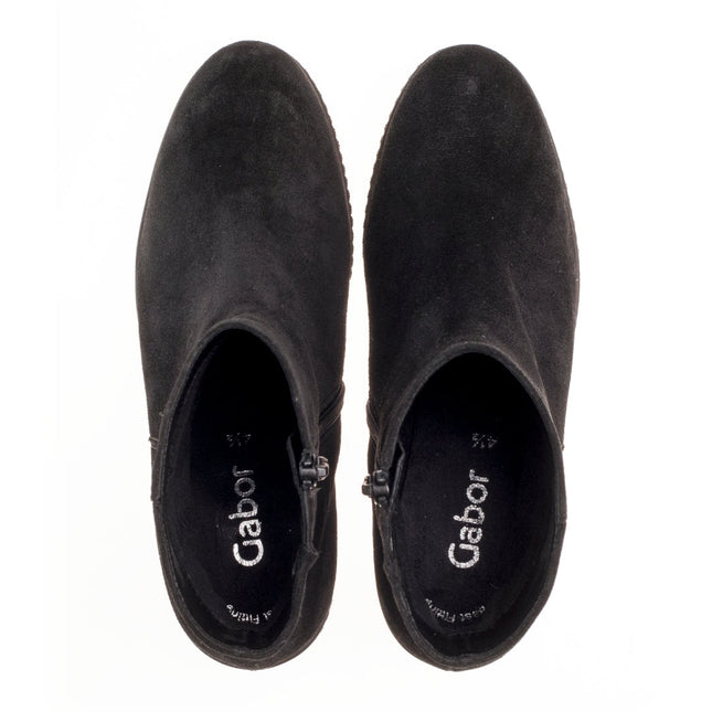 Gabor 74.780.17 Utopia Black Suede Wedge Ankle Boot