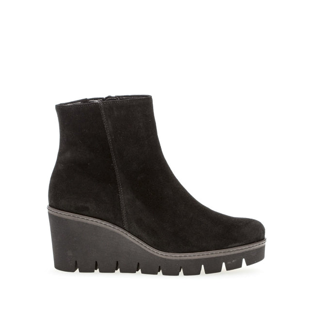Gabor 74.780.17 Utopia Black Suede Wedge Ankle Boot