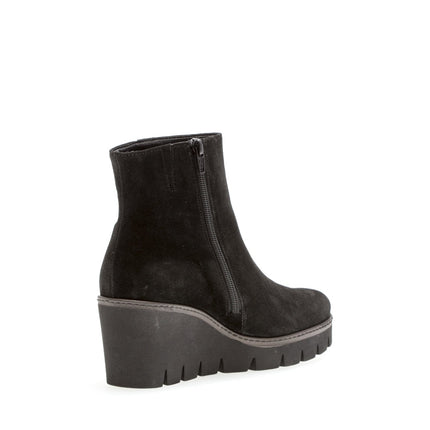 Gabor 74.780.17 Utopia Black Suede Wedge Ankle Boot