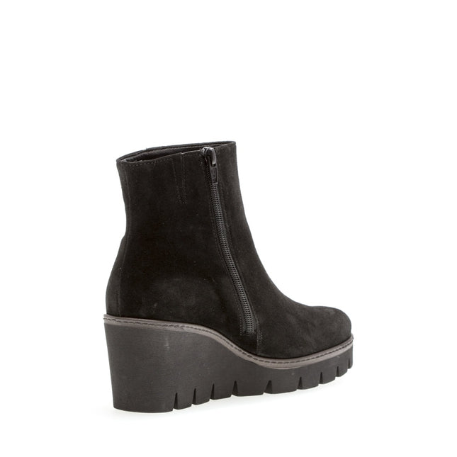 Gabor 74.780.17 Utopia Black Suede Wedge Ankle Boot