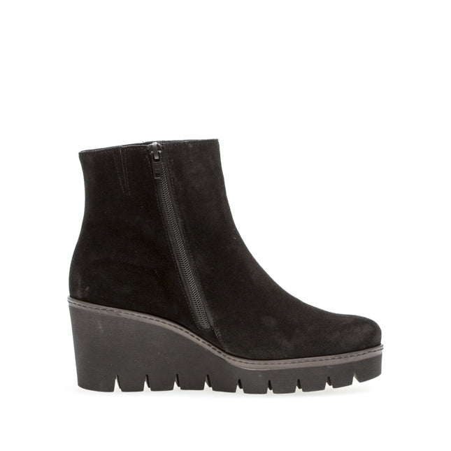 Gabor 74.780.17 Utopia Black Suede Wedge Ankle Boot