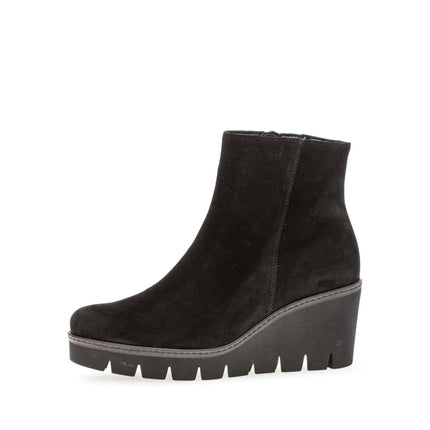 Gabor 74.780.17 Utopia Black Suede Wedge Ankle Boot