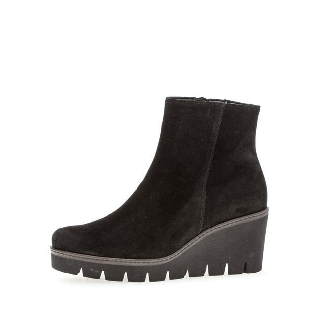 Gabor 74.780.17 Utopia Black Suede Wedge Ankle Boot