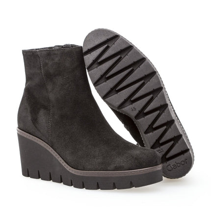 Gabor 74.780.17 Utopia Black Suede Wedge Ankle Boot