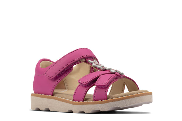 Clarks Crown Flower Toddler Hot Pink Leather