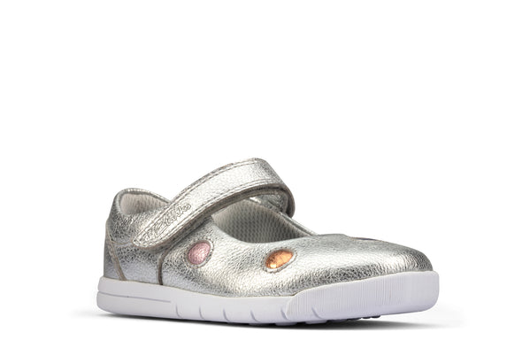 Clarks Emery Dot Toddler Silver Leather