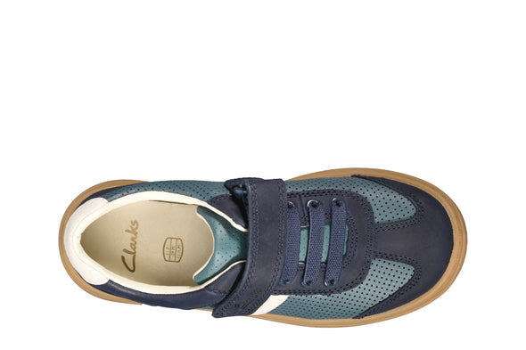 Clarks Flash Step Kid Navy Combi Leather