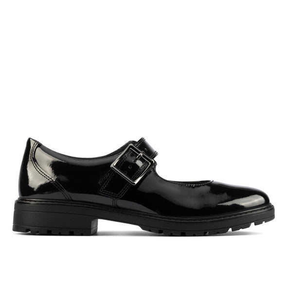 Clarks Loxham Walk Youth Black Patent