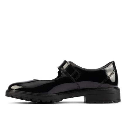 Clarks Loxham Walk Youth Black Patent