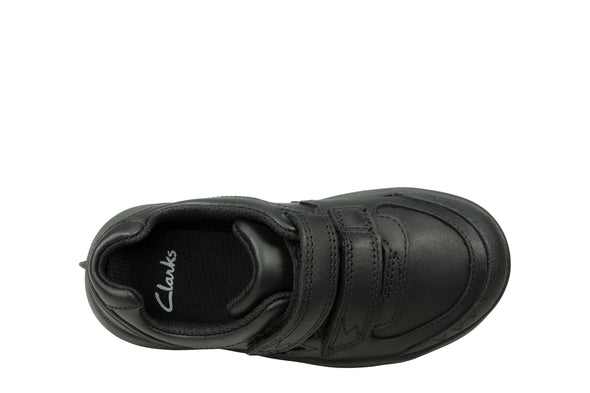 Clarks Rex Pace Toddler Black Leather - Extra Wide